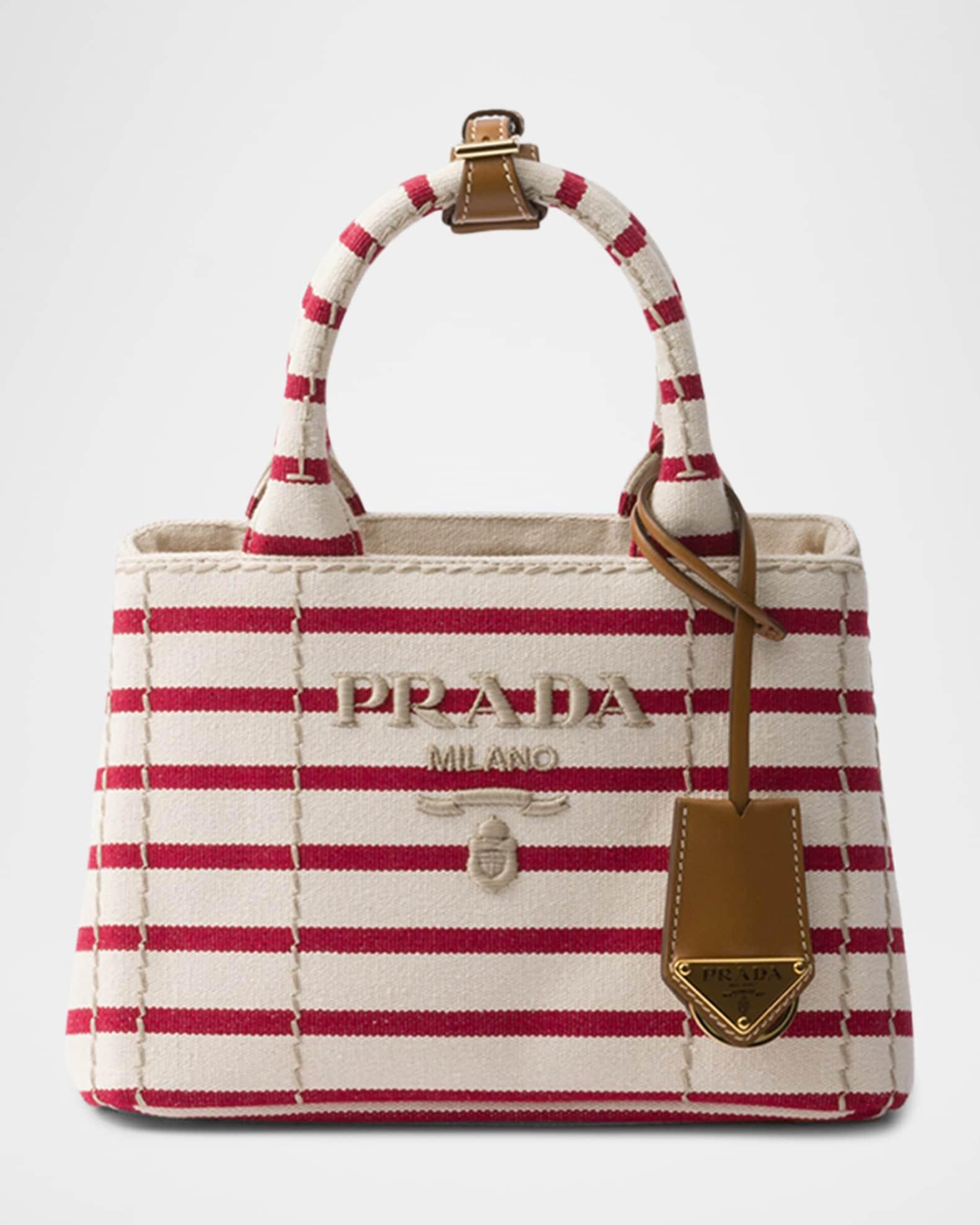 Striped Cotton Canvas Mini Top-Handle Bag Product Image