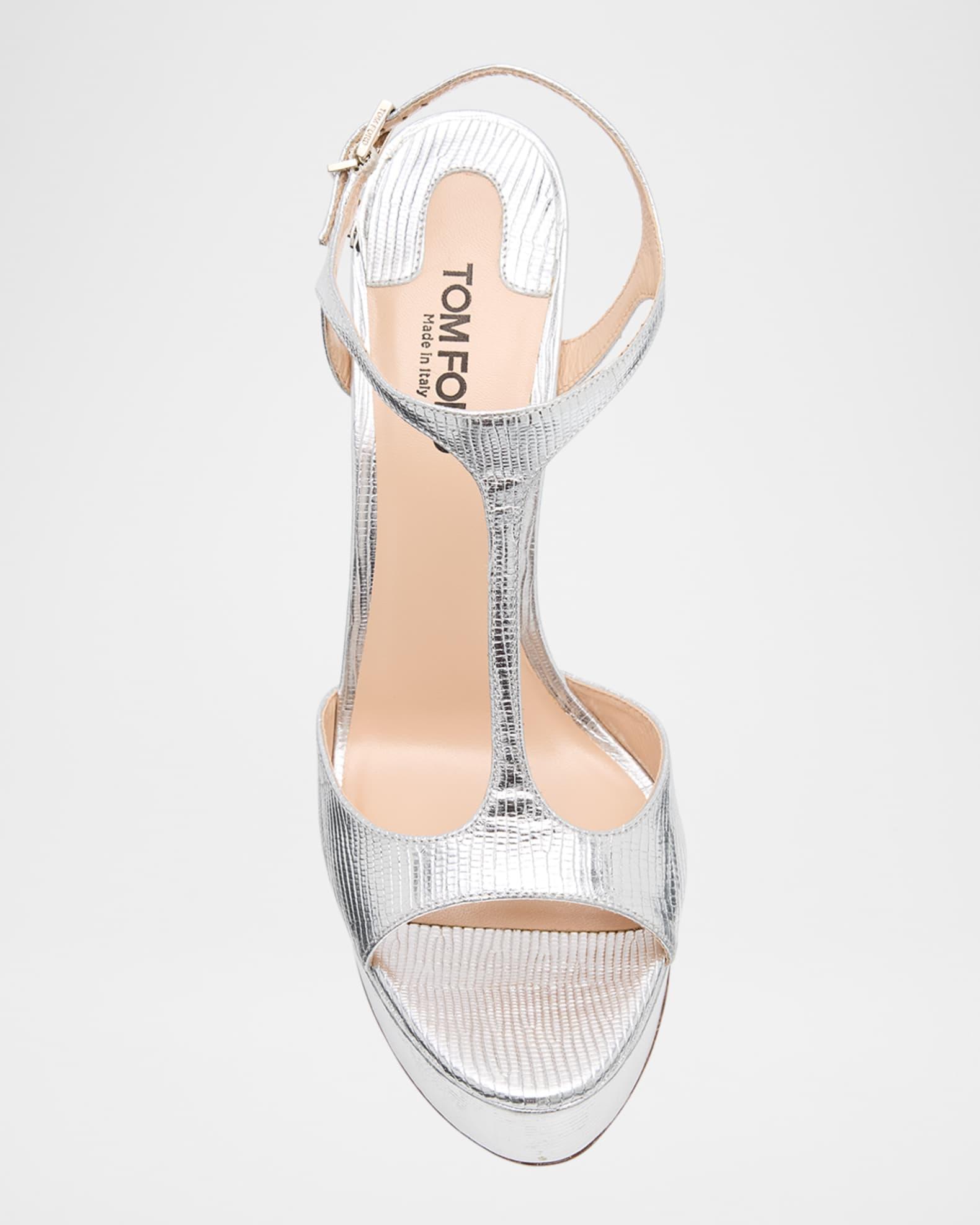 Metallic T-Strap Platform Sandals Product Image