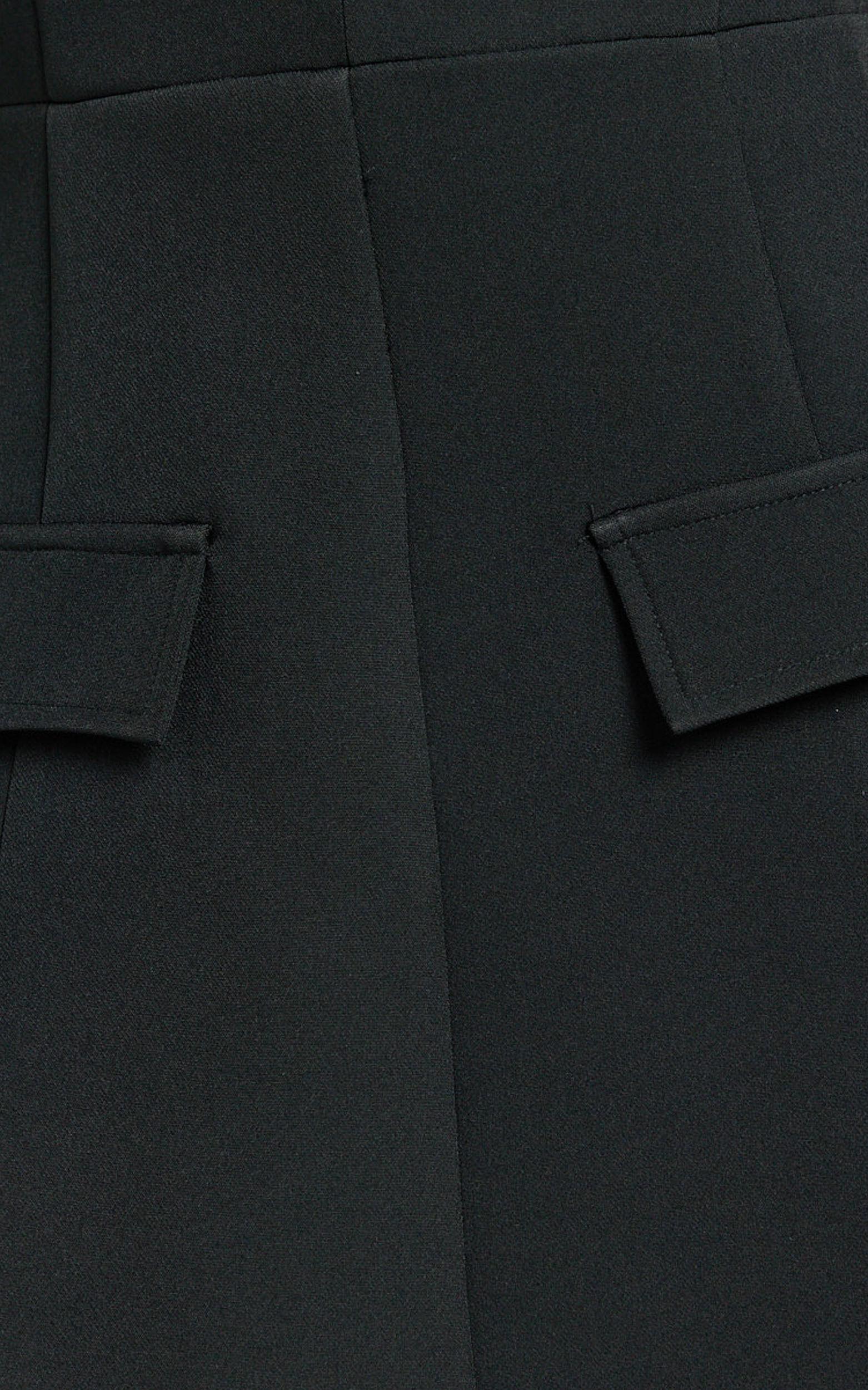 Zareena Mini Dress - V Neck Structured Tulip Pocket Detail Dress in Black Product Image