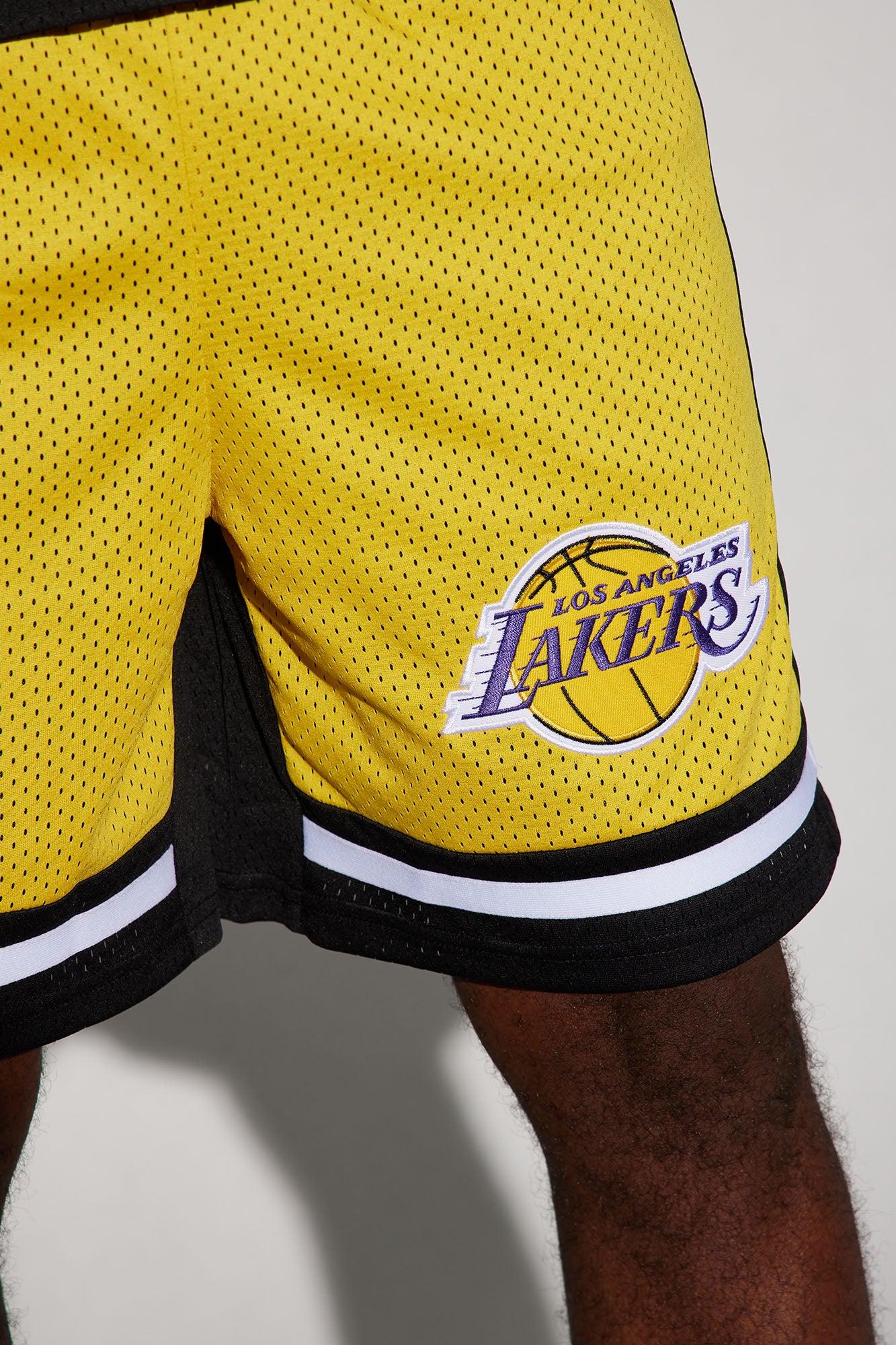 Lakers Behind The Back Mesh Shorts - Black/Yellow Product Image