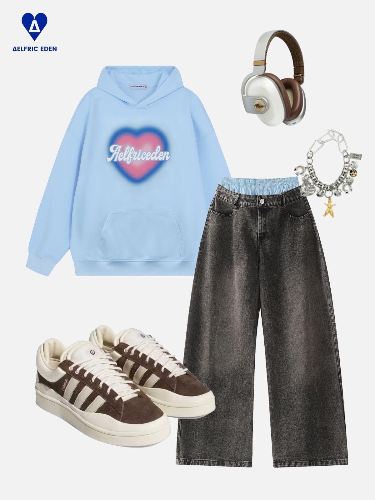 Aelfric Eden Dip Dye Heart Graphic Pullover Hoodie Product Image