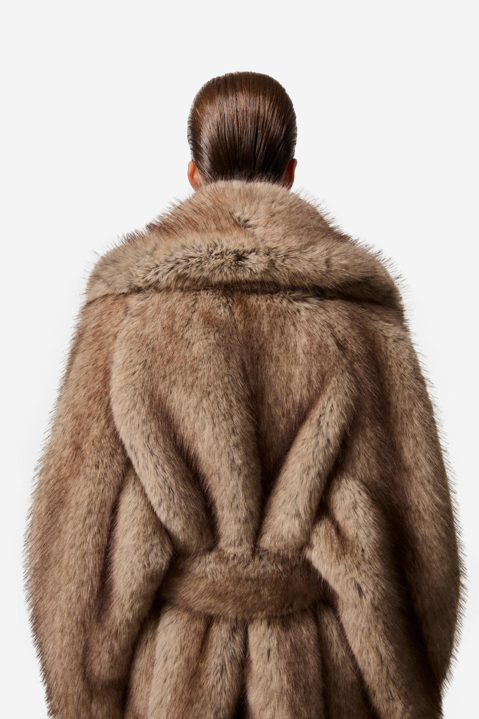 Fur Oversized Belted Coat Product Image