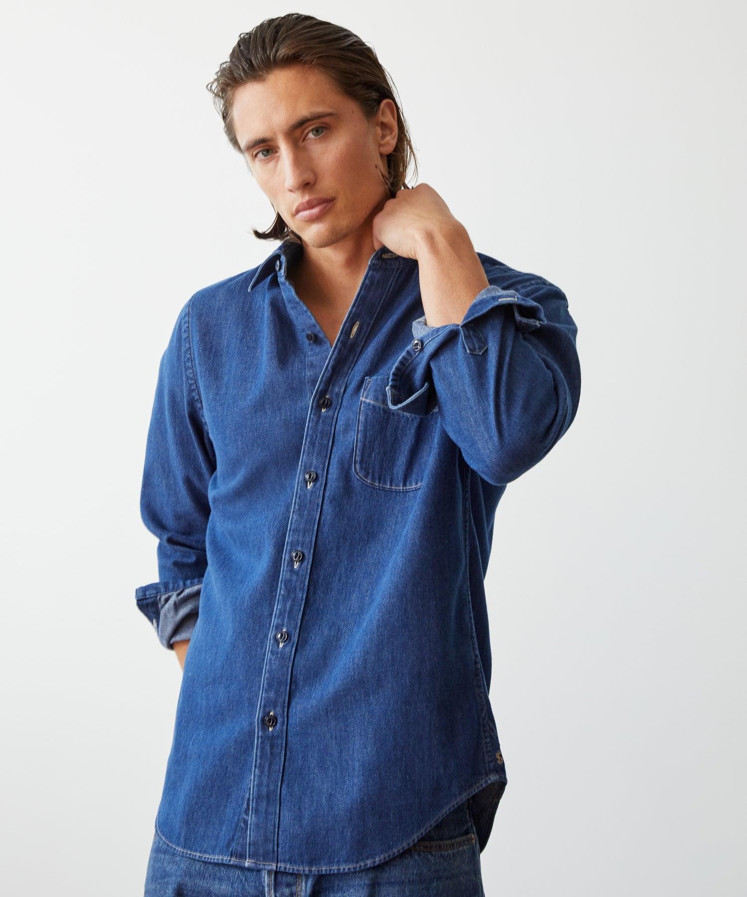 Denim Point Collar Shirt Product Image