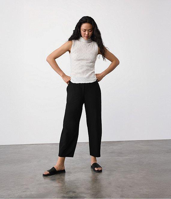 Eileen Fisher Organic Cotton Blend Bubble Jacquard Mock Neck Sleeveless Tank Product Image