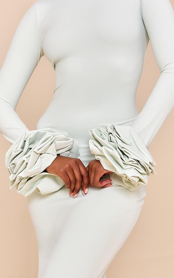 Sage Green Puff Sleeve Maxi Dress Product Image