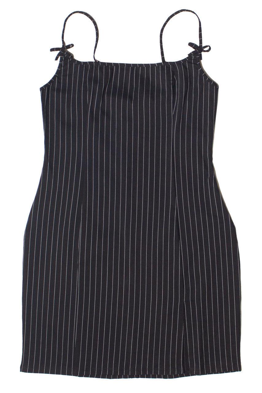 Pinstripe Bow Mini Dress Product Image