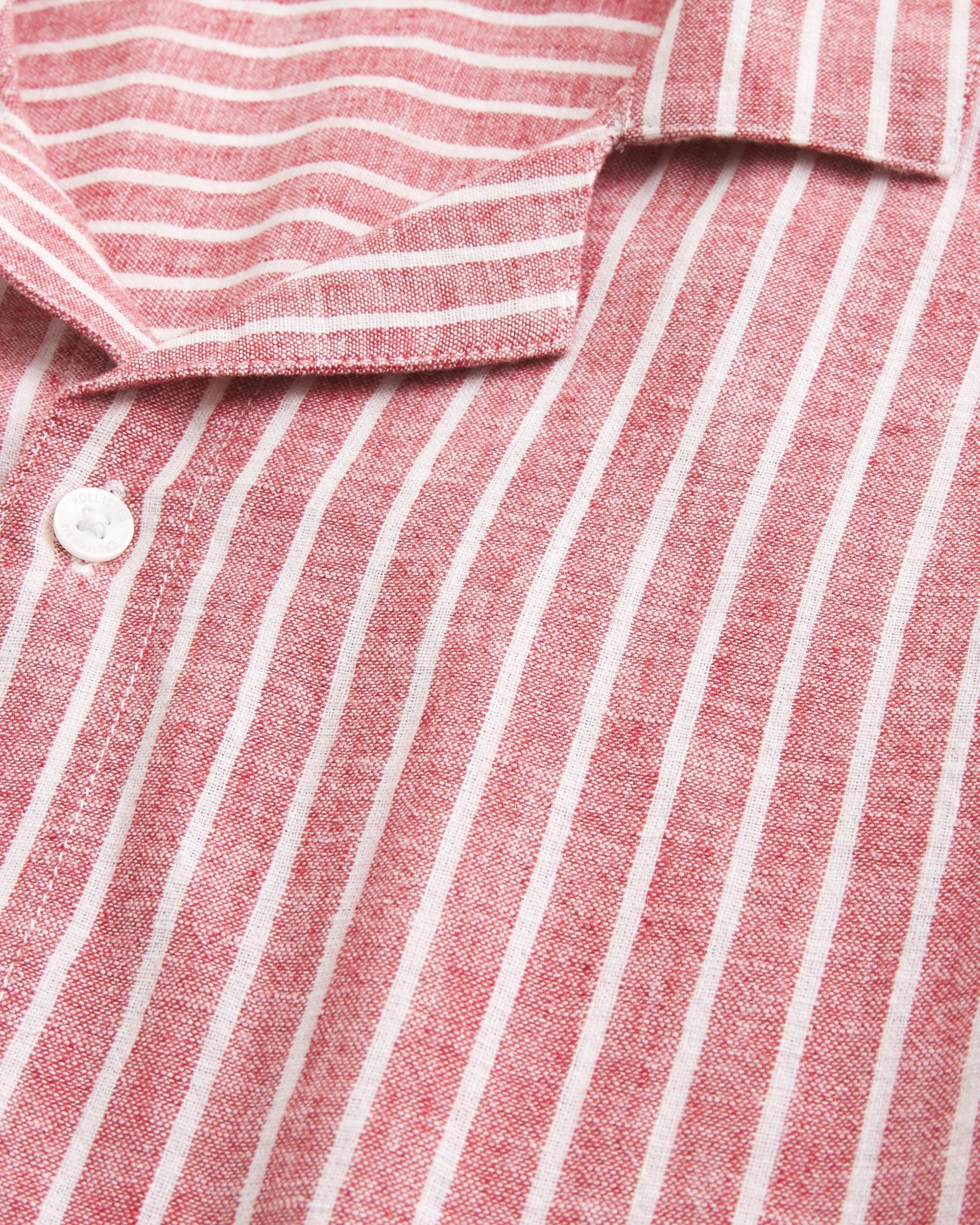 Boxy Short-Sleeve Linen-Blend Shirt Product Image