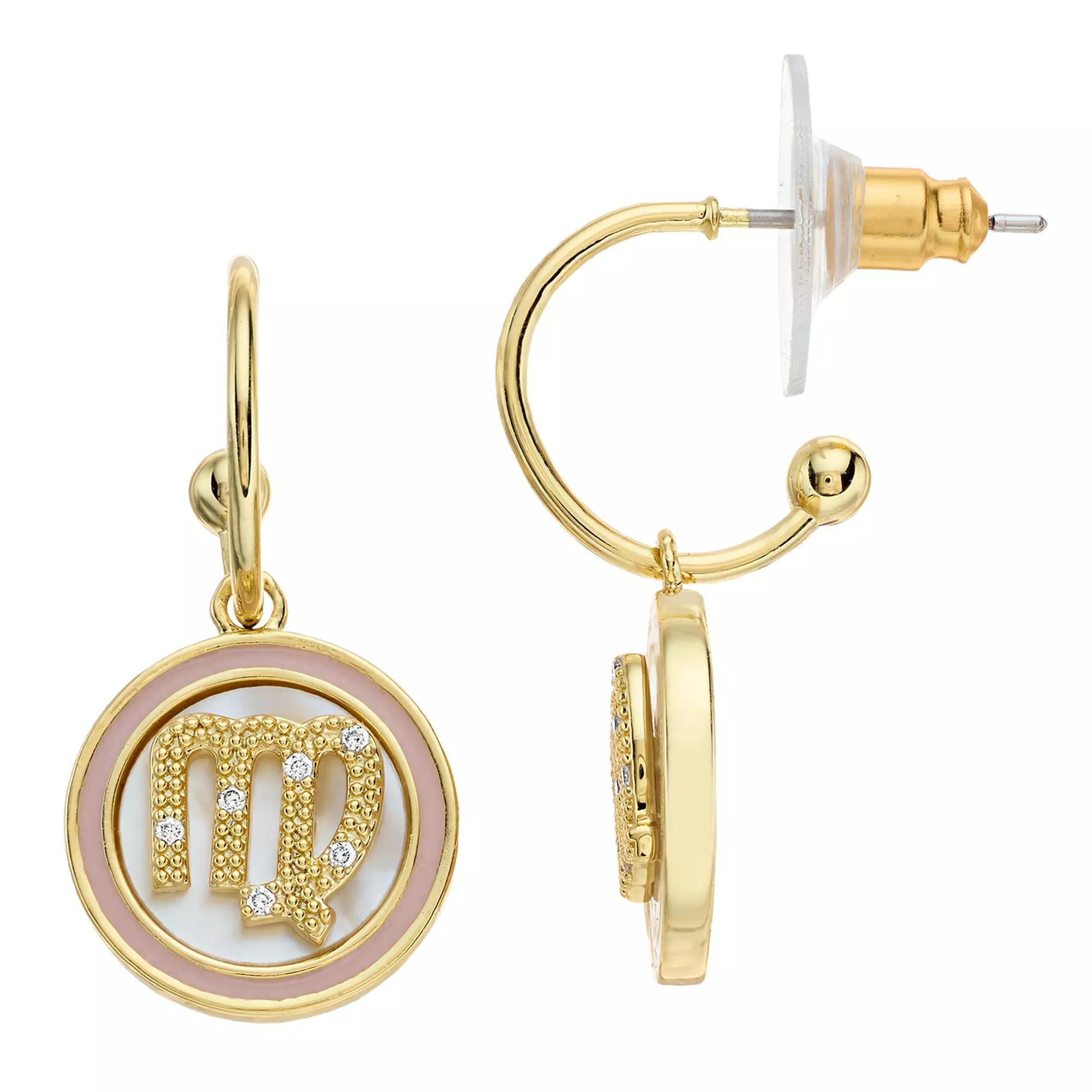 City Luxe Mother of Pearl Aquarius Drop Earrings, Women's, Gold Tone Virgo Product Image