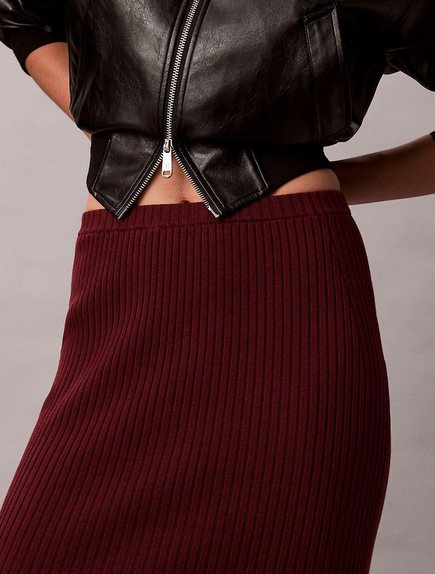 Smooth Cotton Rib Midi Skirt Product Image