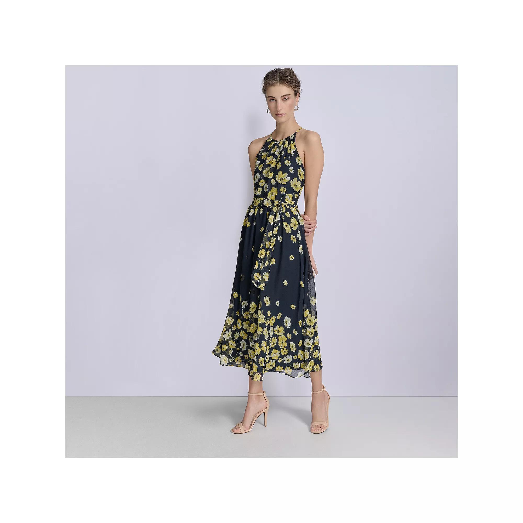 Women's Harper Rose Halter Midi Dress, Size: 12, Yellow Floral Product Image