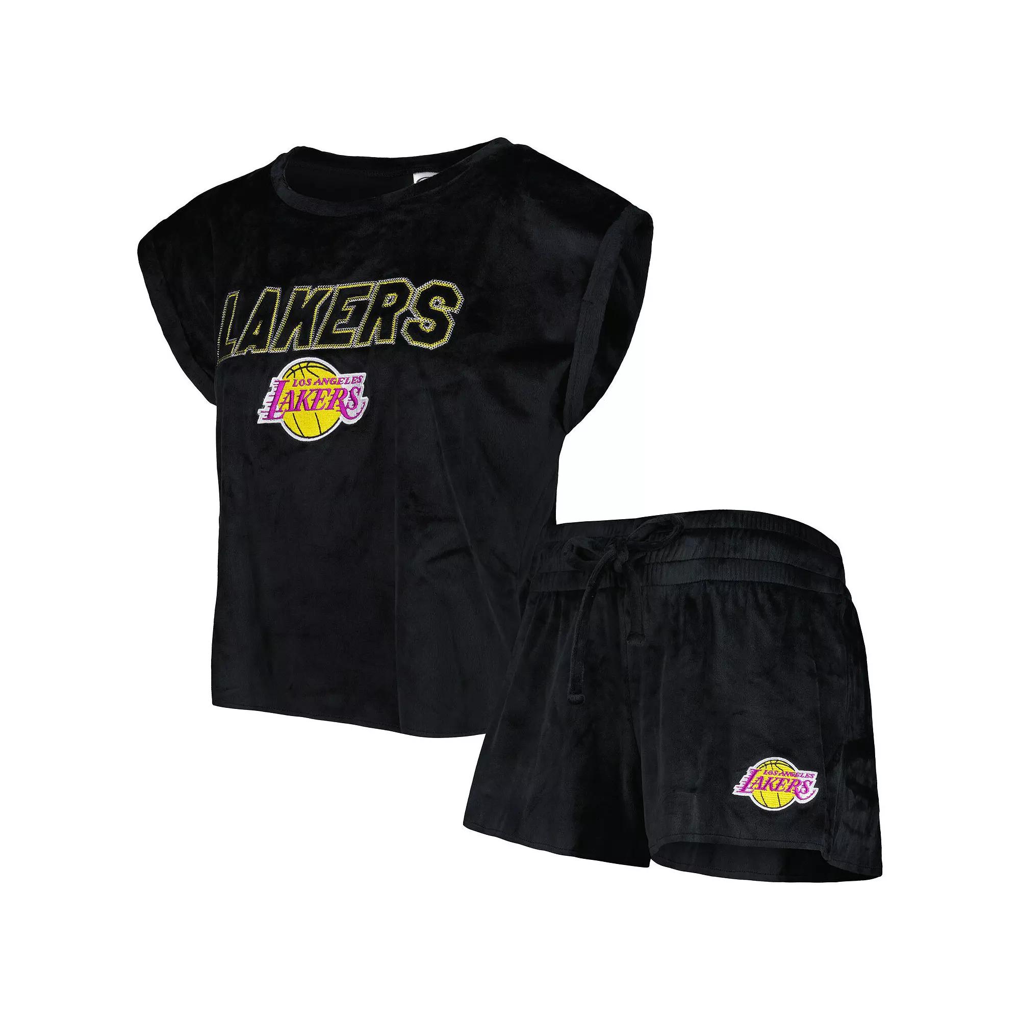 Women's Concepts Sport Black Los Angeles Lakers Intermission T-Shirt & Shorts Sleep Set,  Product Image