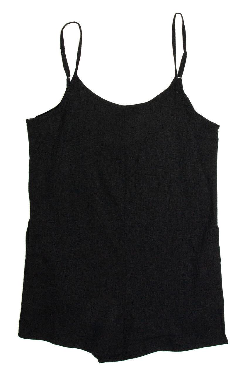 Black Linen Cami Romper Product Image