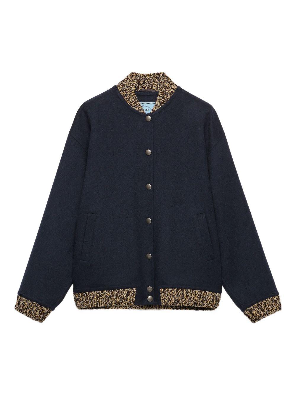 knit-trimmed wool bomber jacket Product Image