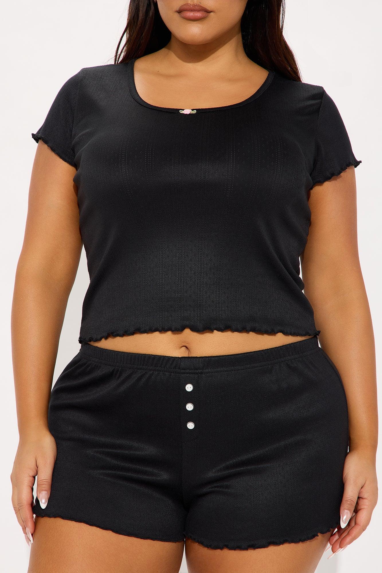 Stay Comfy Pointelle PJ Short Set - Black Product Image