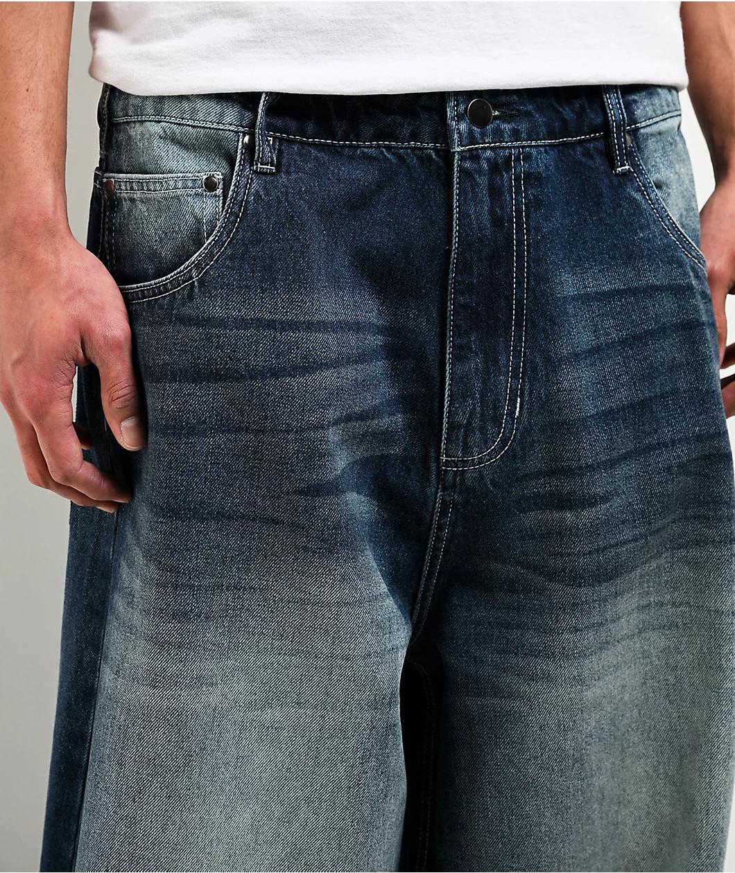 Adam Bomb Variety Patch Blue Wash Baggy Jeans Product Image