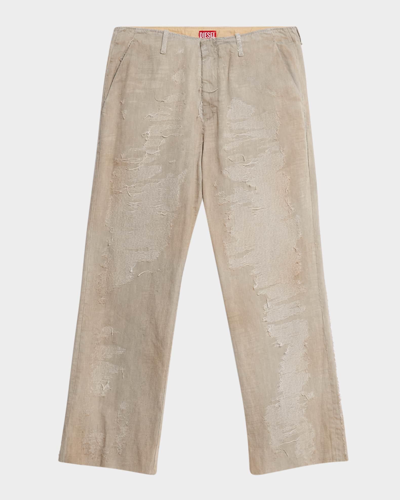 Men's Distressed Jacquard Denim Pants Product Image