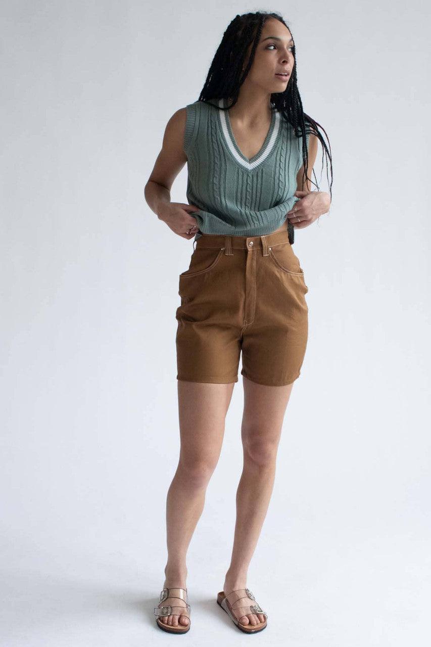 Sage Cable Tipped Sweater Vest Product Image