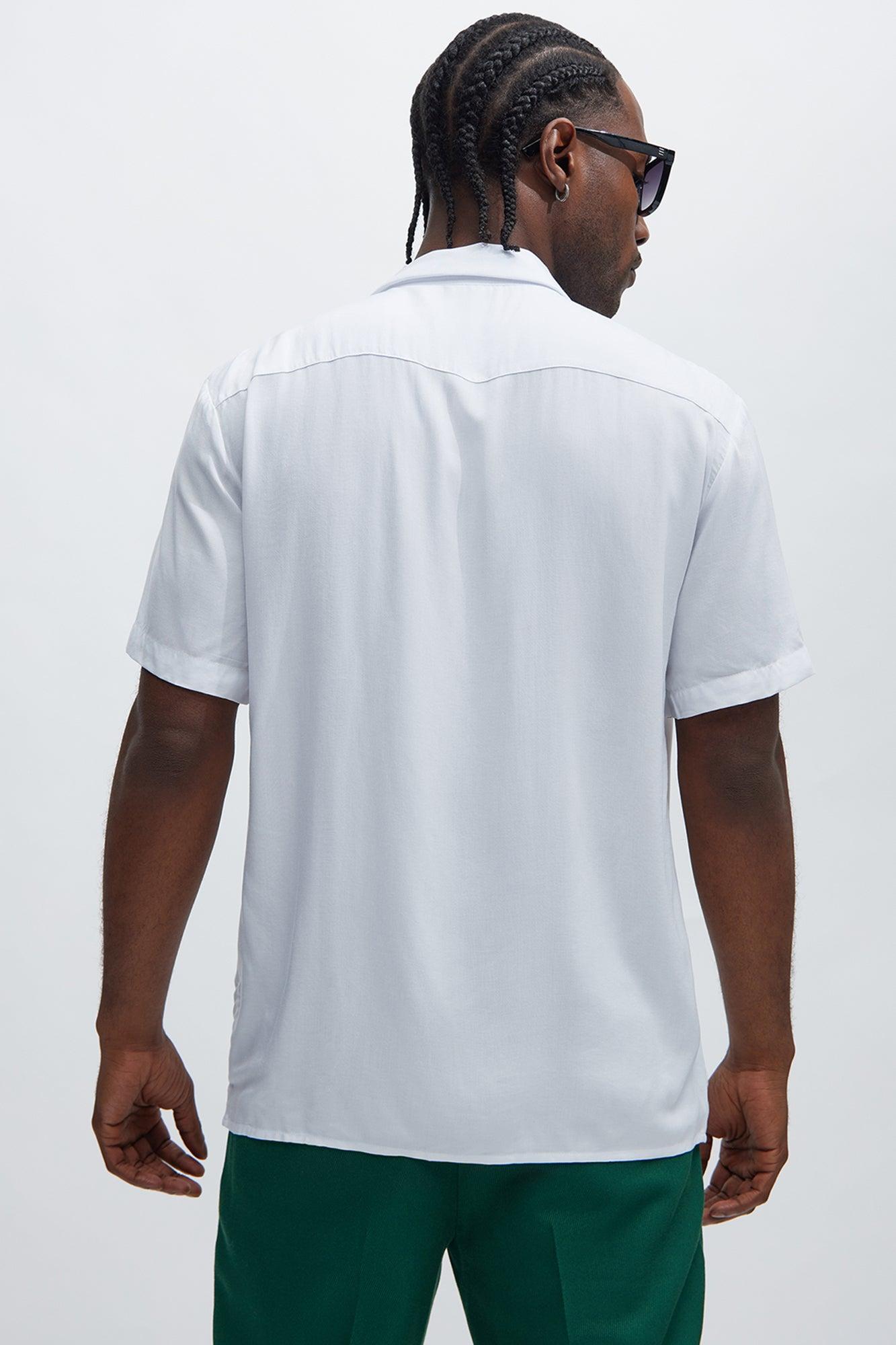 Dawson Relaxed Short Sleeve Cuban Collar Shirt - White Product Image