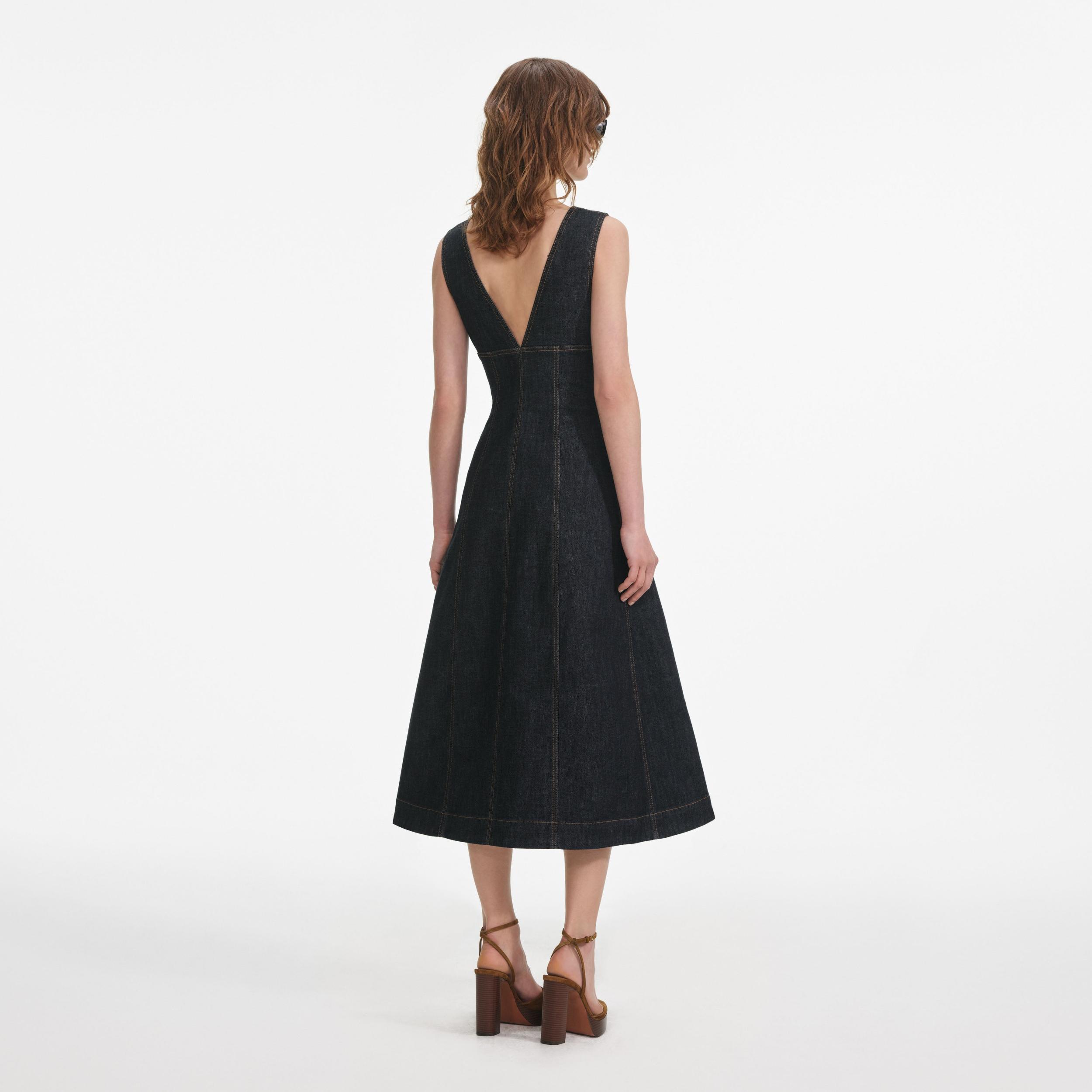 Indigo Denim Midi Dress Product Image