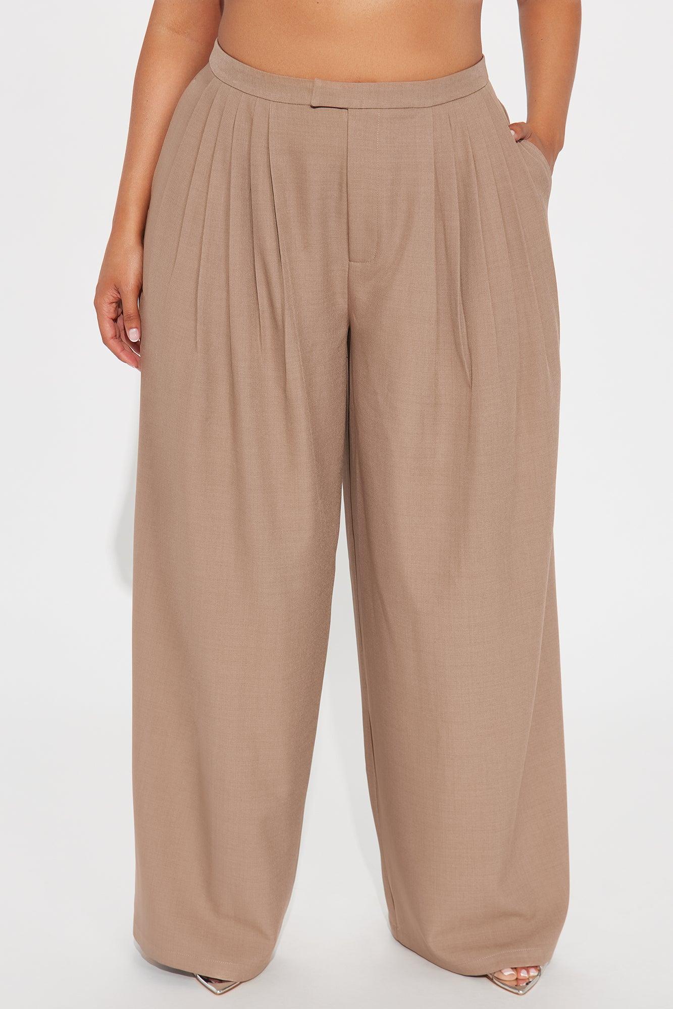 Mia Wide Leg Trouser Pant - Khaki Product Image