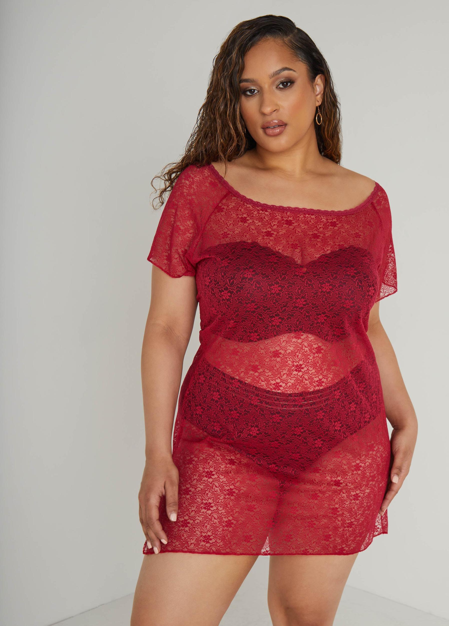 Plus Size Stretch Lace Chemise Ashley Stewart Product Image