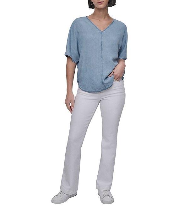 DKNY by Donna Karan Tencel V-Neck Short Sleeve Tunic Product Image