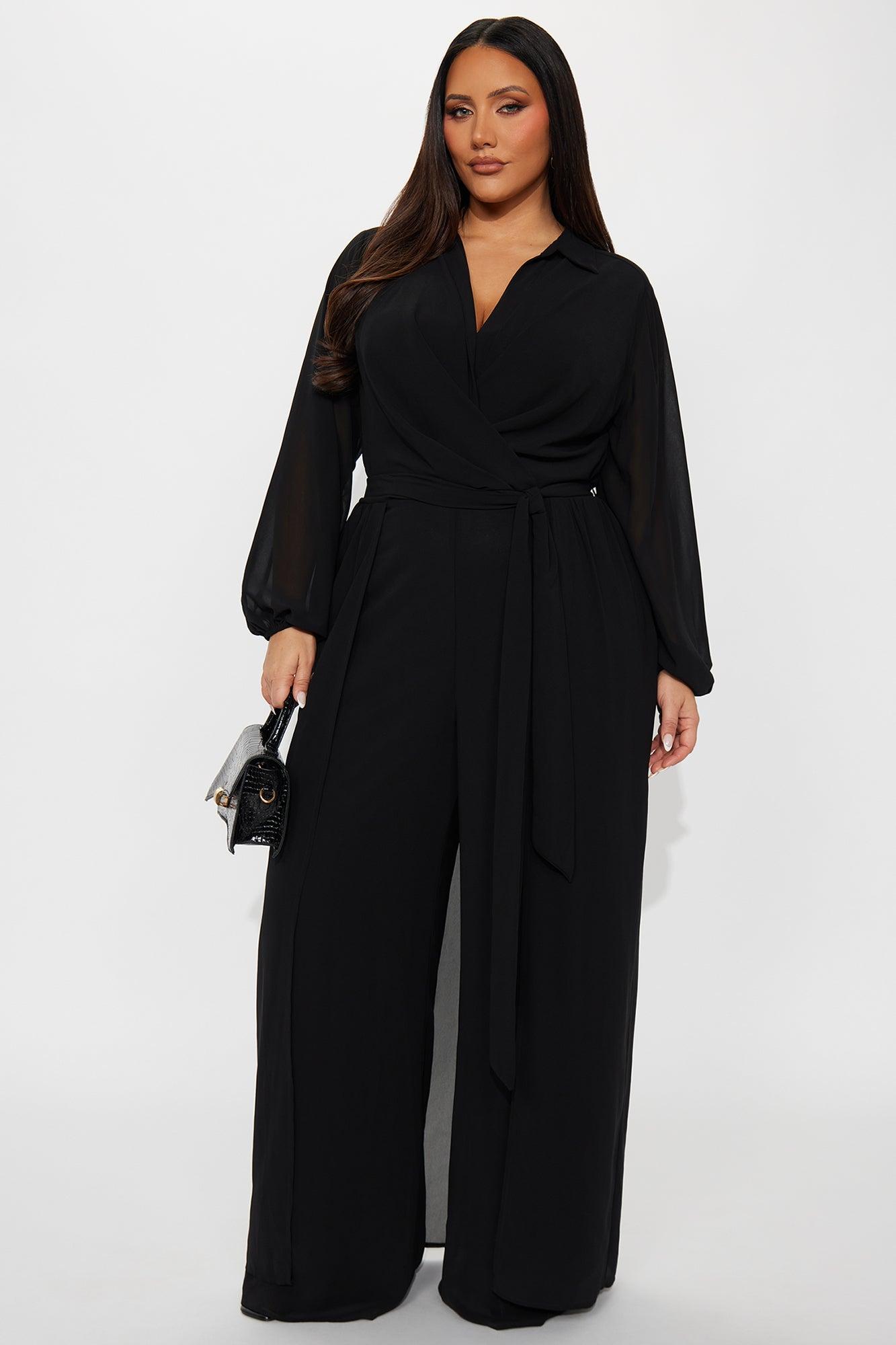 Alondra Chiffon Long Sleeve Jumpsuit - Black Female Product Image