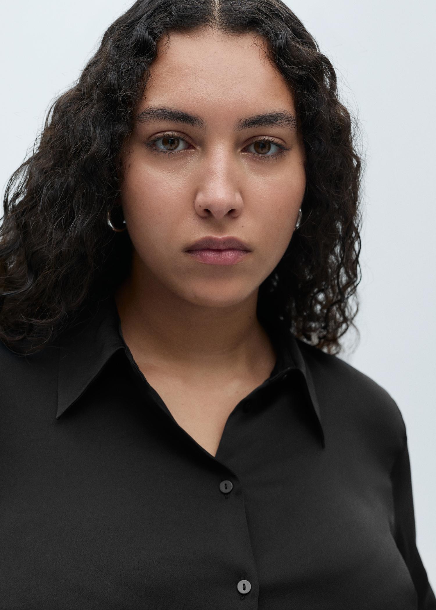 Satin finish flowy shirt - Women | MANGO USA Product Image