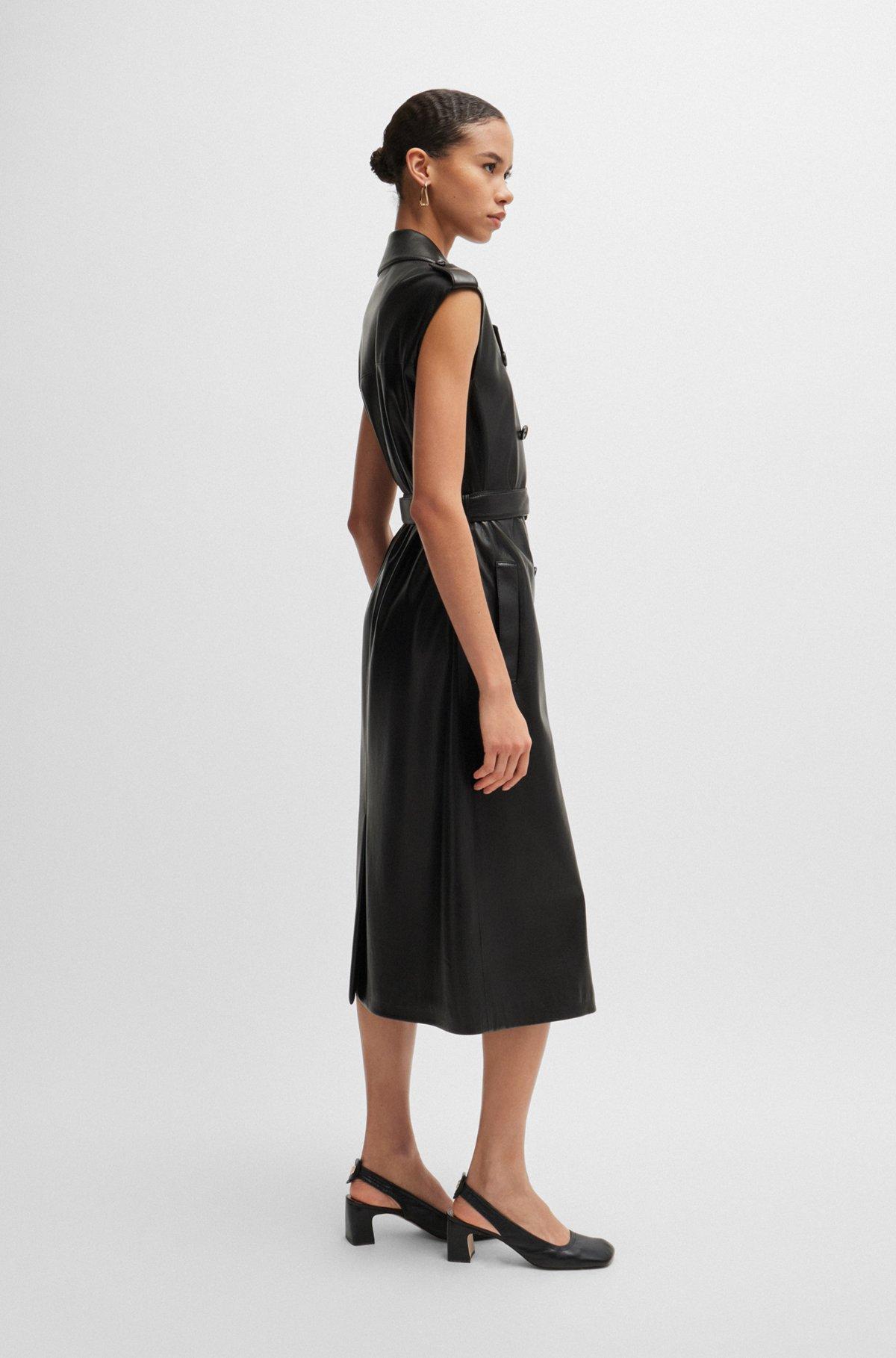 Faux-leather dress with double-breasted front Product Image