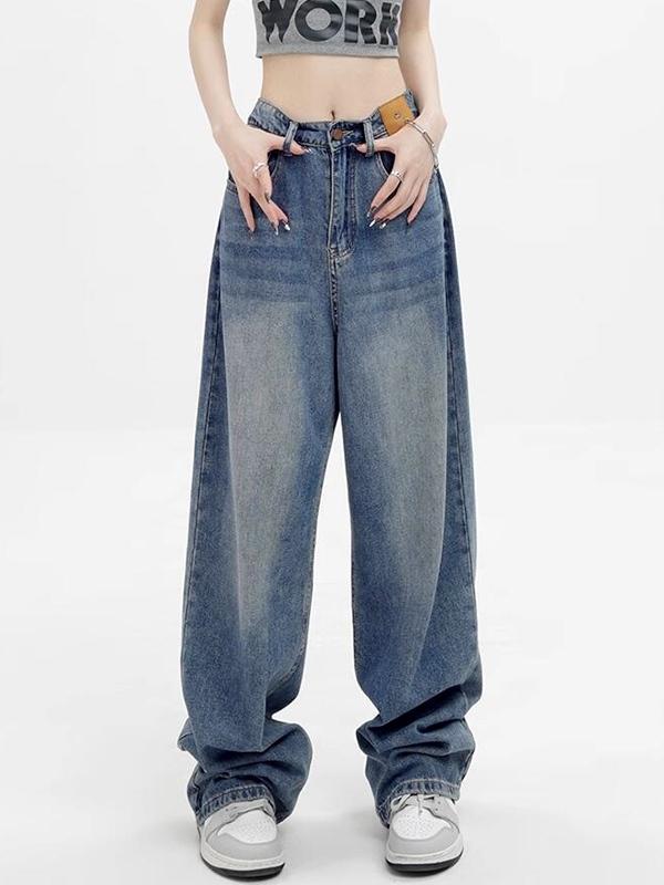 Vintage Blue High Rise Boyfriend Jeans Product Image