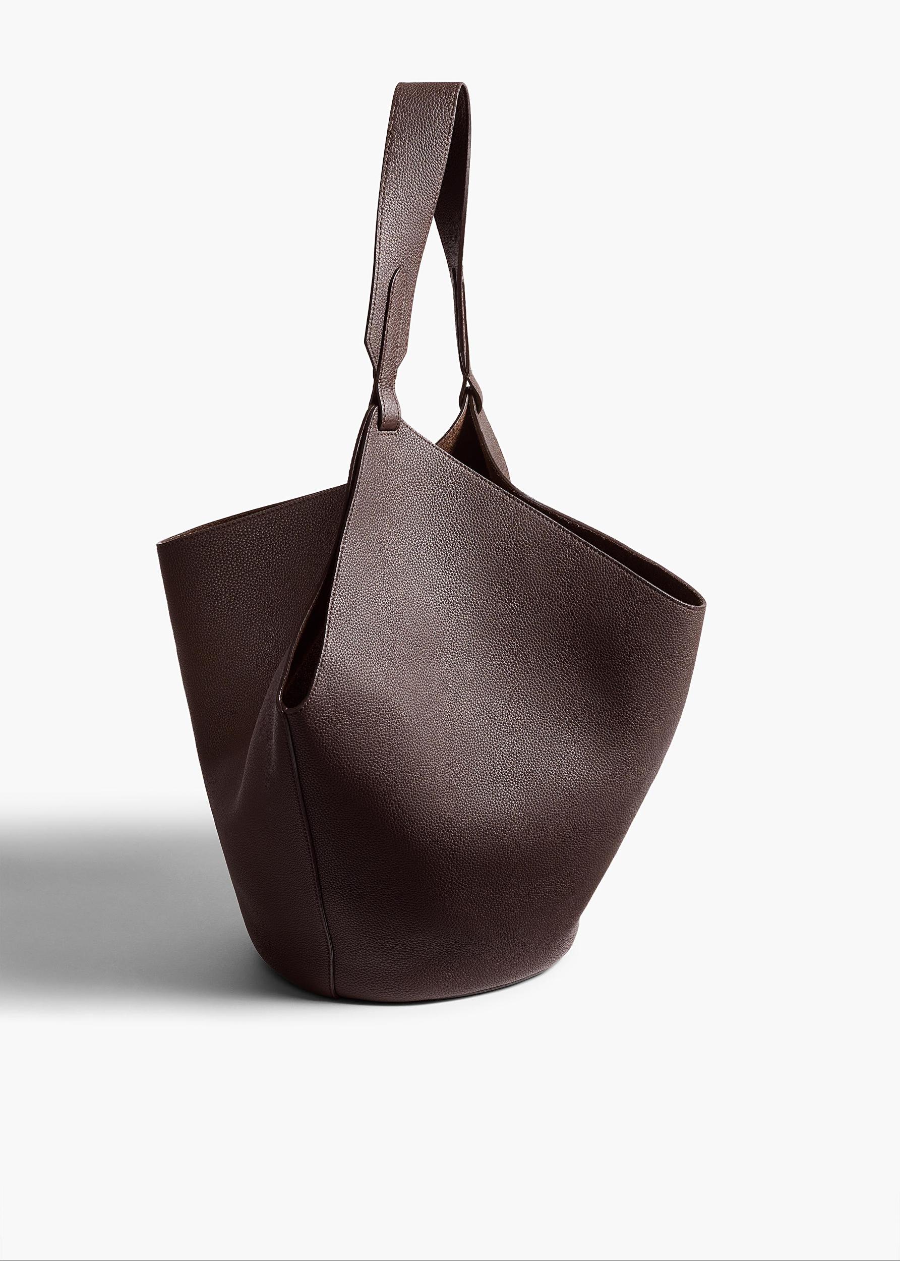 Medium Lotus Tote in Espresso Pebbled Leather Product Image