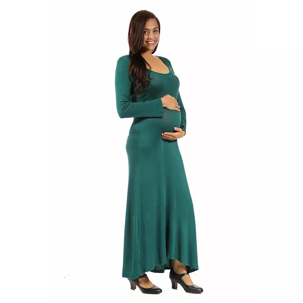 Maternity 24Seven Comfort Apparel Long Sleeve Maxi Dress, Women's,  Product Image