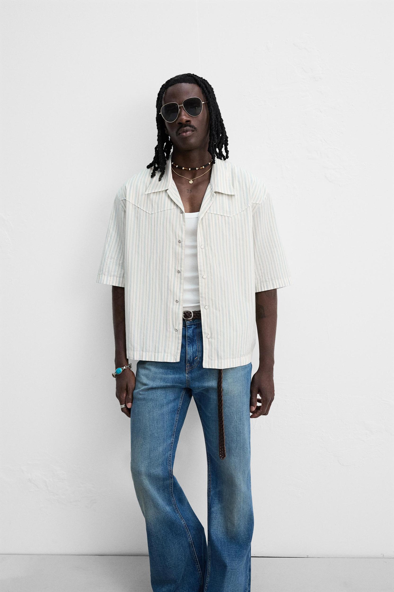 EMBROIDERED STRIPED SHIRT Product Image