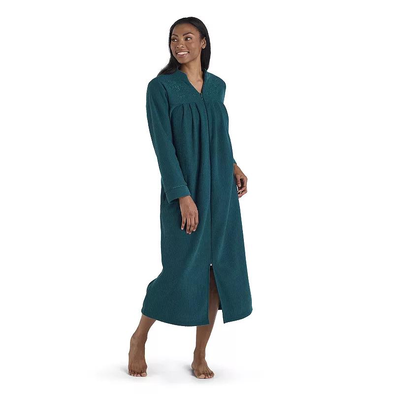 Petite Miss Elaine Essentials Brushed Back Terry Long Zip Robe, Women's,  Product Image
