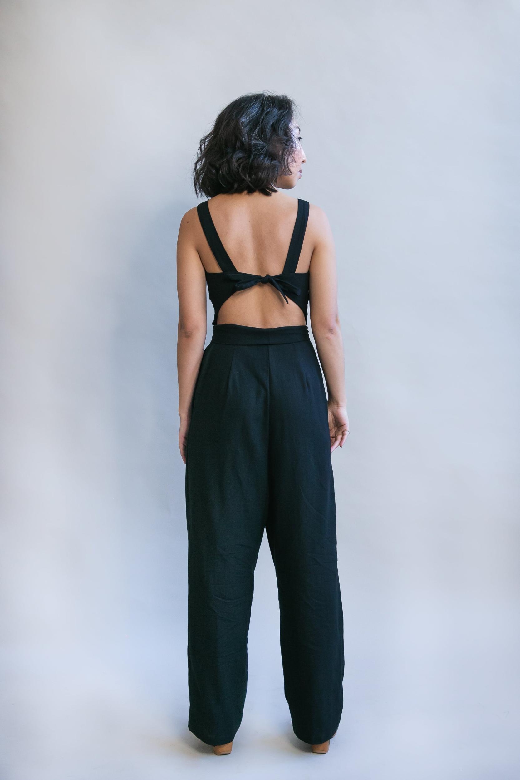 Liberty Jumpsuit in Black Linen Product Image