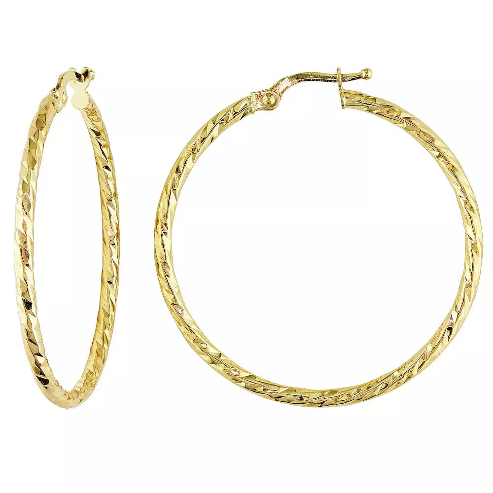 Stella Grace 10k Gold Diamond-Cut Hoop Earrings, Women's Product Image