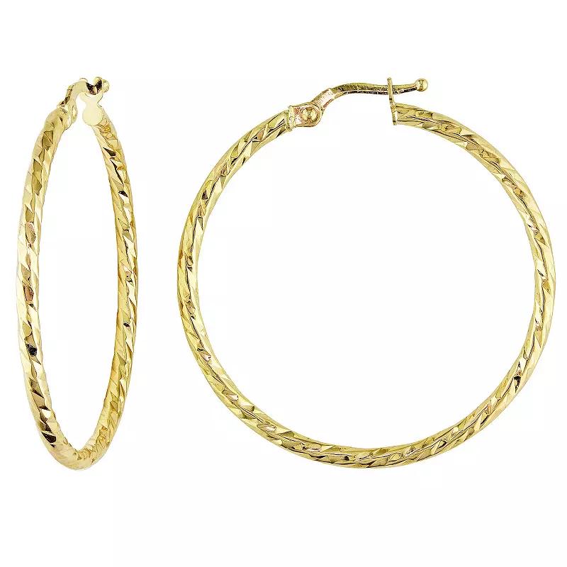 Stella Grace 10k Gold Diamond-Cut Hoop Earrings, Women's Product Image