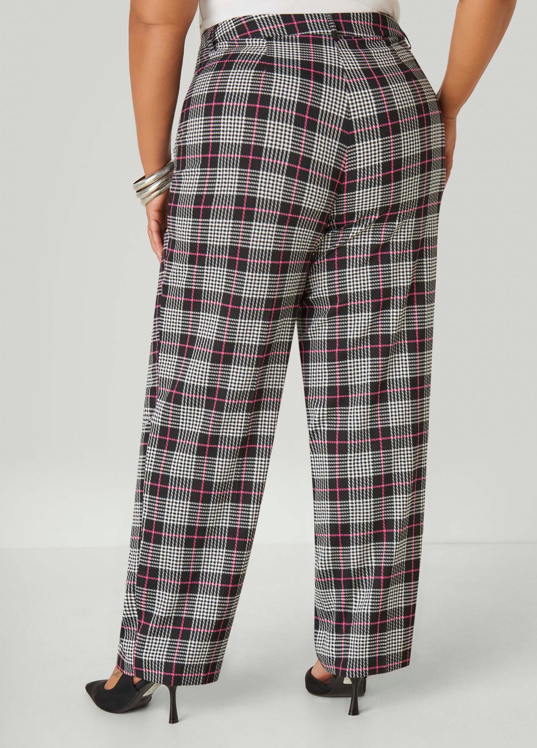 Plaid Straight Leg Trousers Product Image