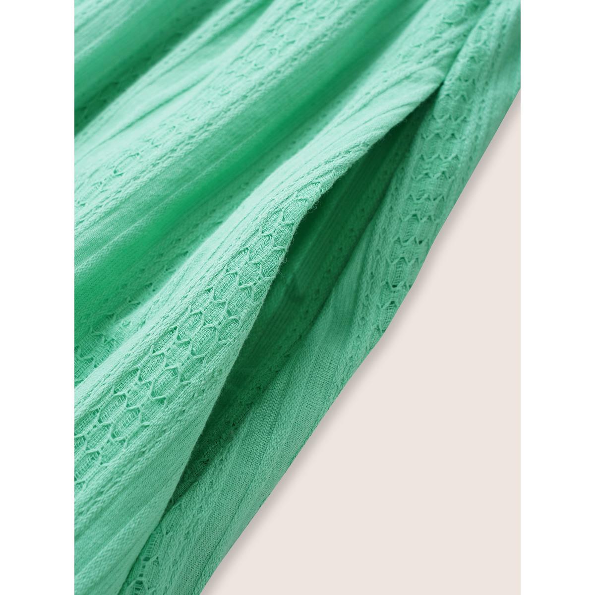 Plus Size Square Neck Texture Patchwork Ruffle Hem Dress Aquamarine Women Resort Texture Square Neck Short sleeve Curvy Midi Dress BloomChic 22-24/3X Product Image