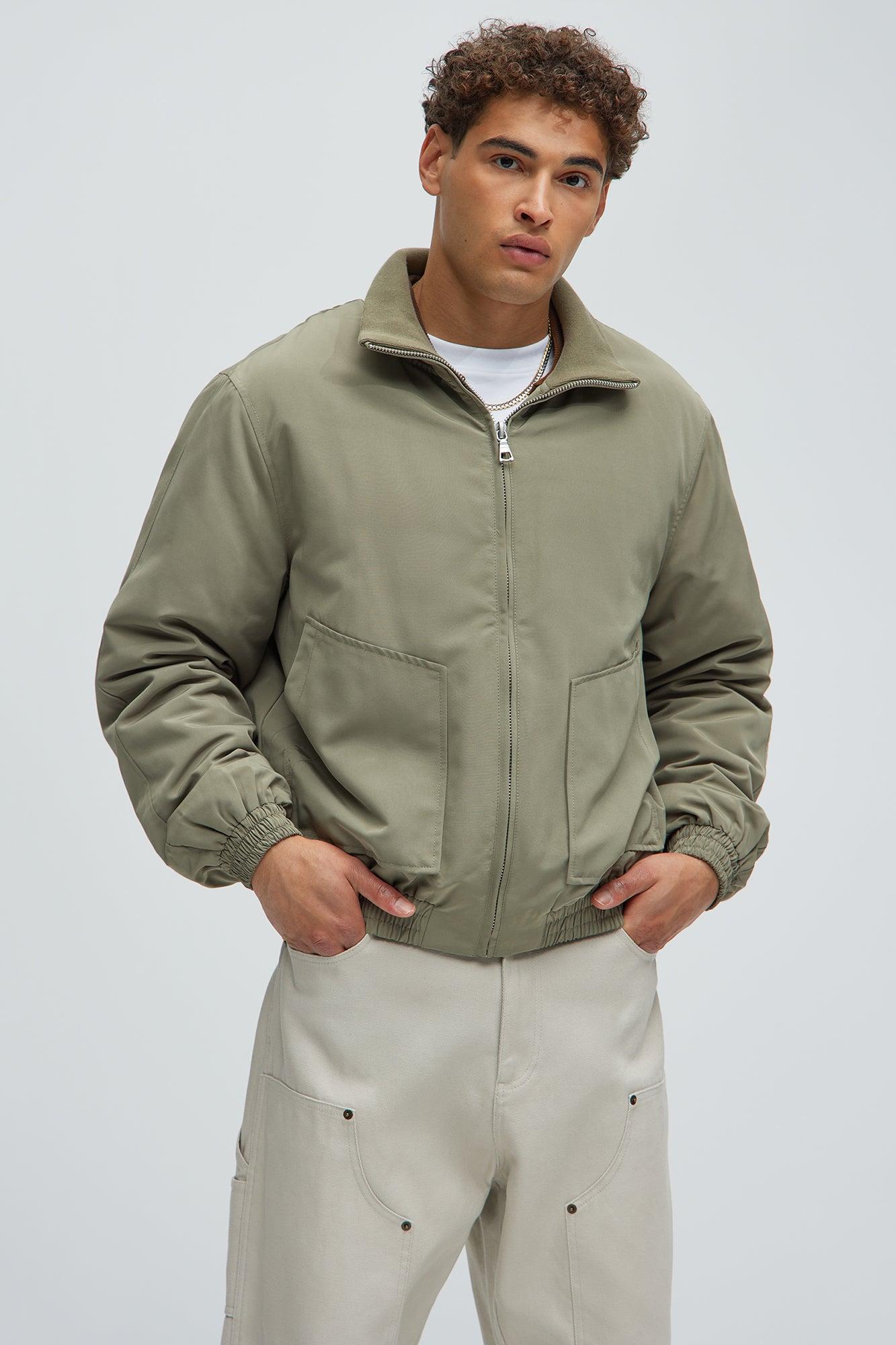 Favre Zip-Through Mock Neck Bomber Jacket - Olive Product Image