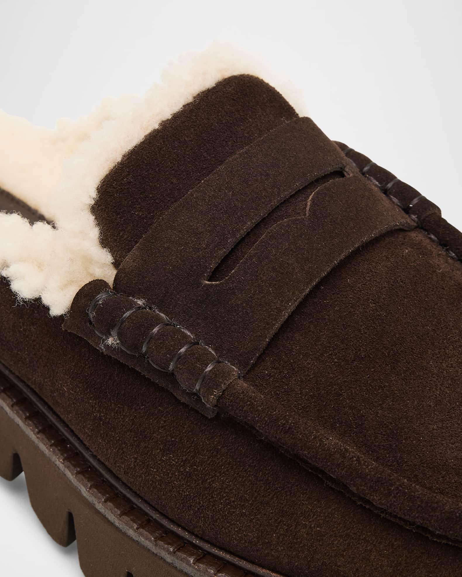 Savy Shearling-Lined Suede Loafer Mules Product Image