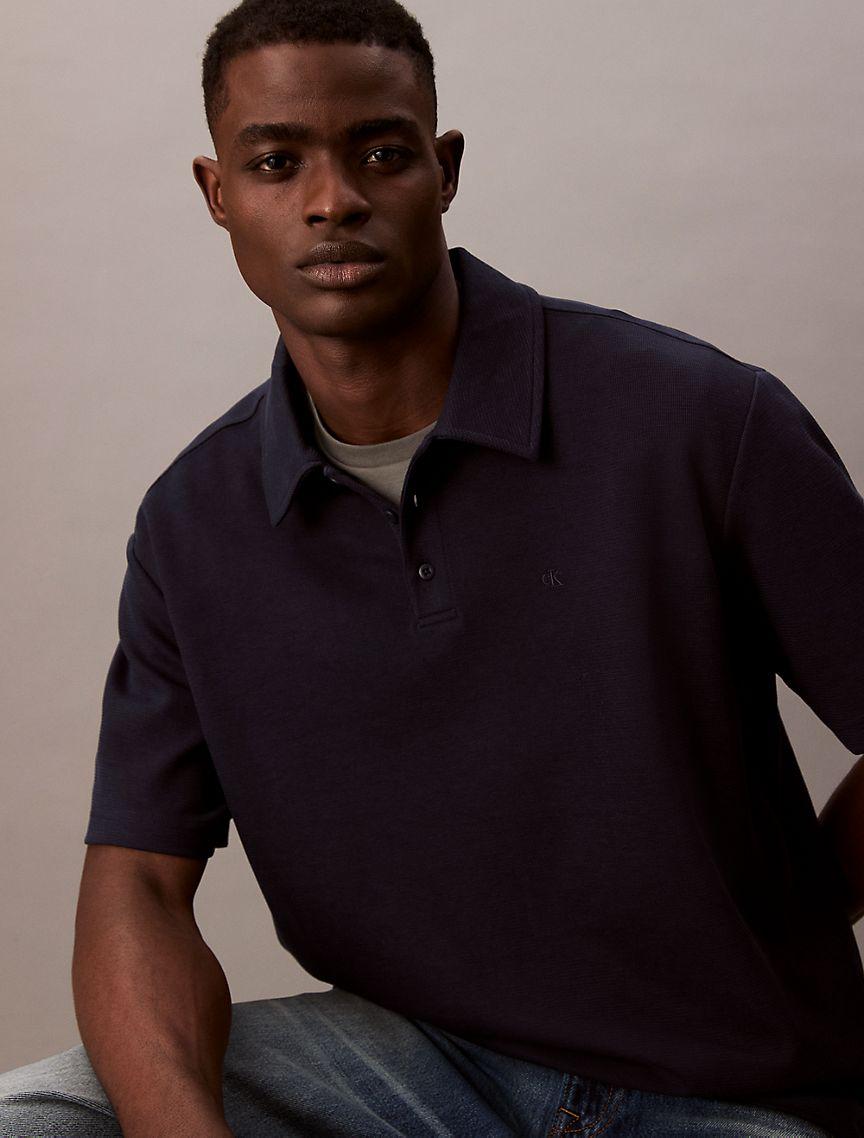 Textured Flat Rib Relaxed Polo Shirt Product Image