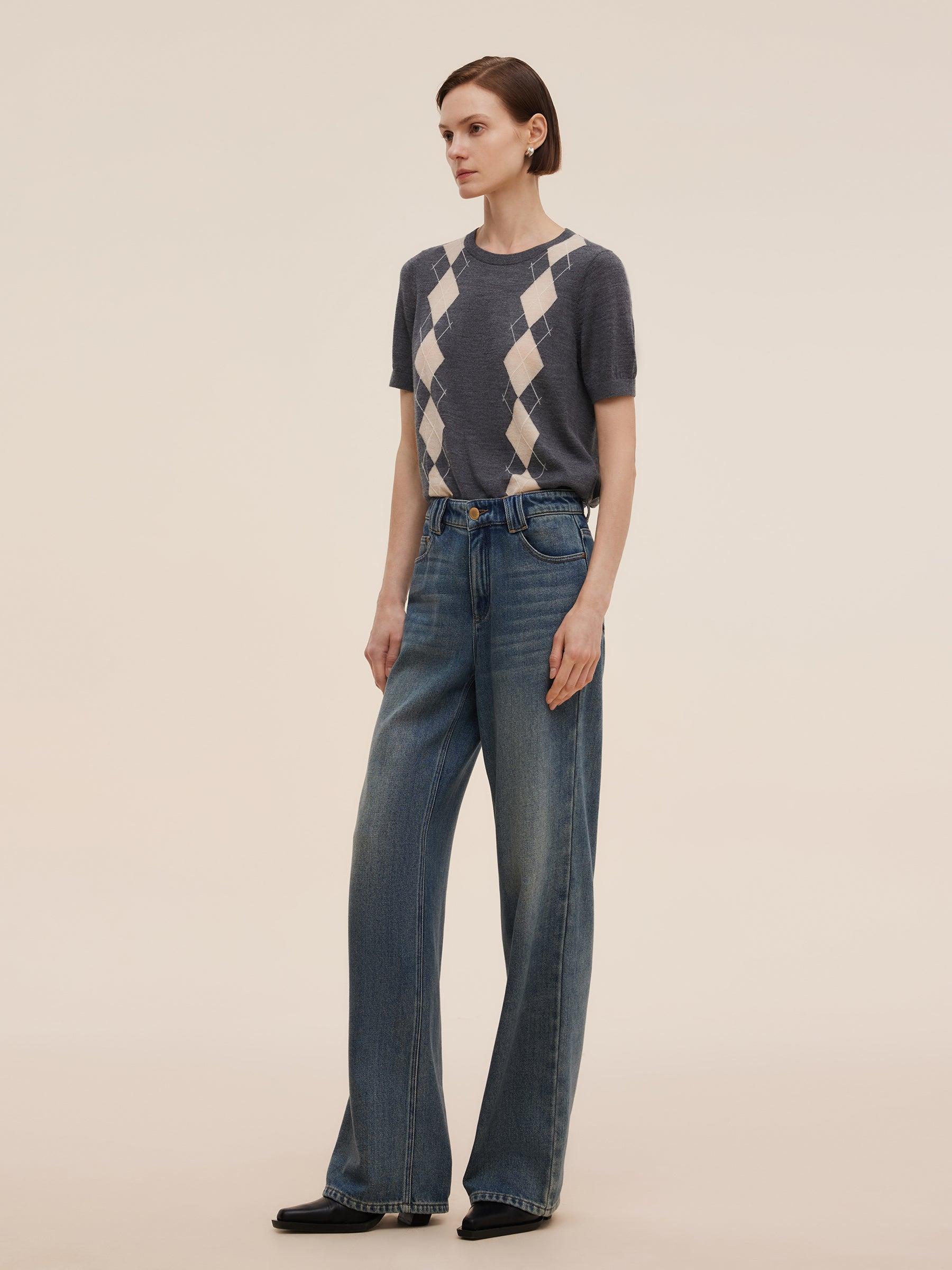 100% Cotton Denim Women Straight Leg Jeans Product Image