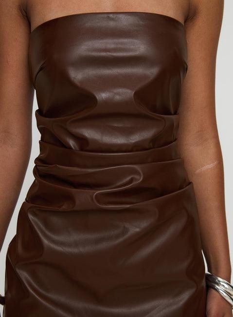 Airelle Strapless Mini Dress Chocolate Product Image