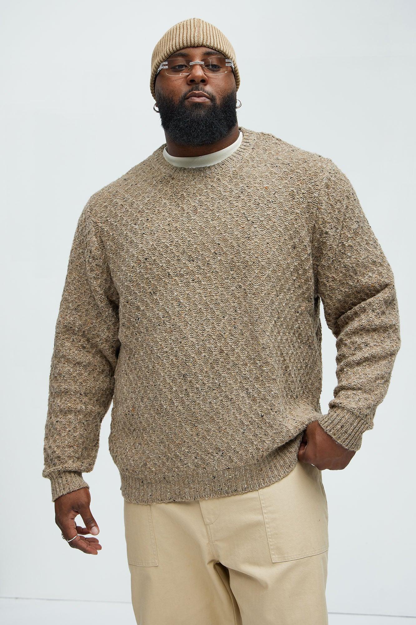 Who's He Textured Crewneck Sweater - Taupe Product Image