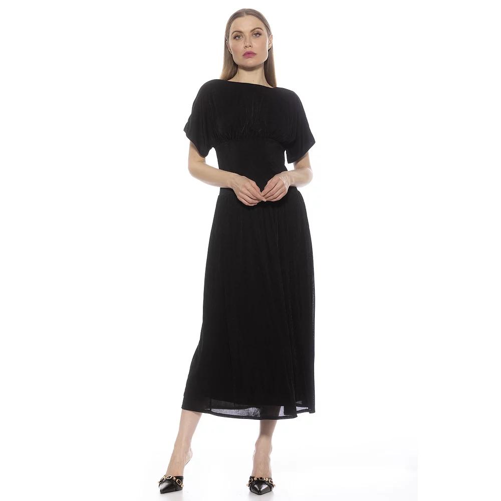 Women's ALEXIA ADMOR Luna Draped Dolman Sleeve Tea Length Dress,  Product Image