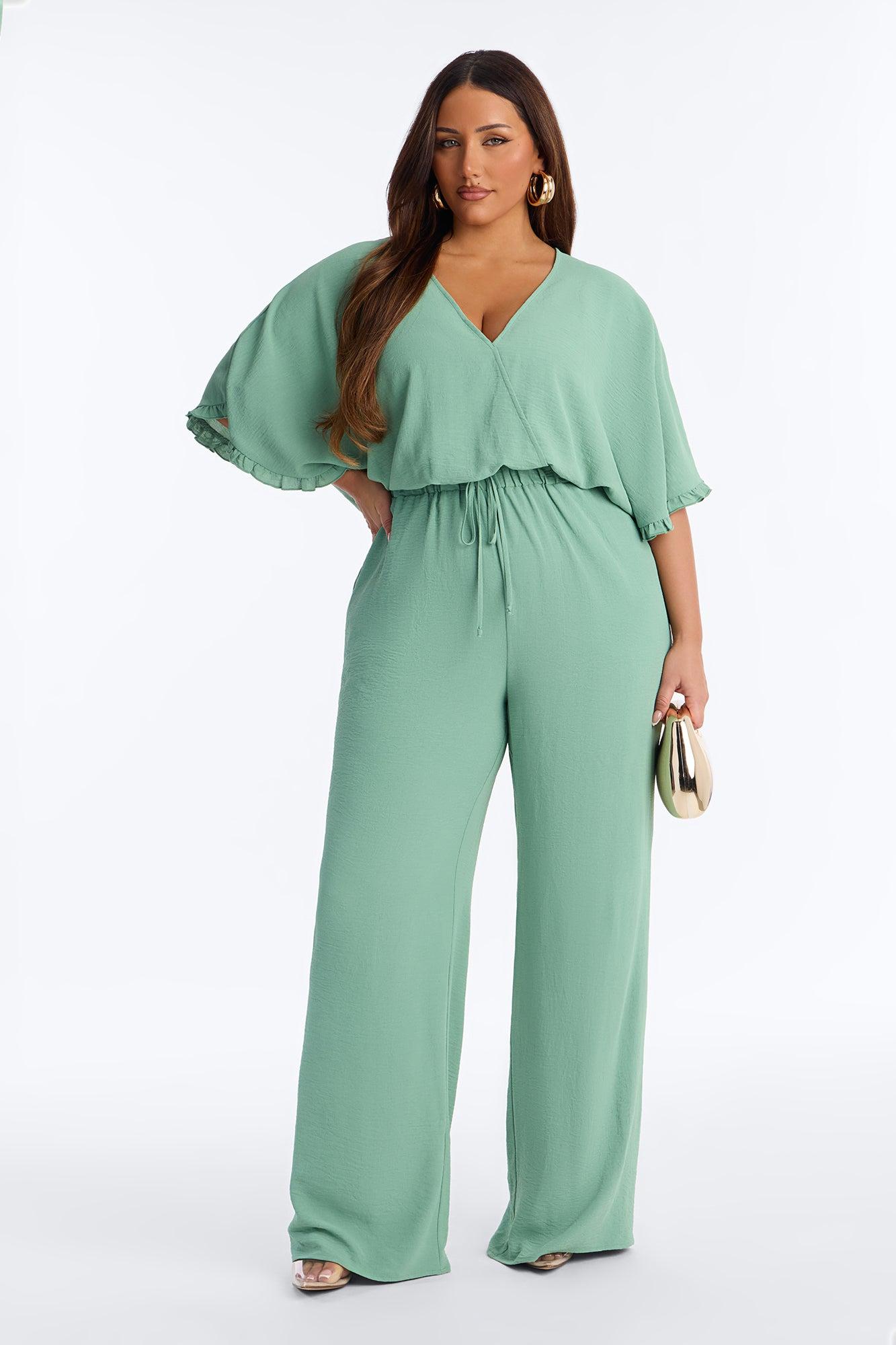 Celine Wide Leg Jumpsuit - Sage Female Product Image