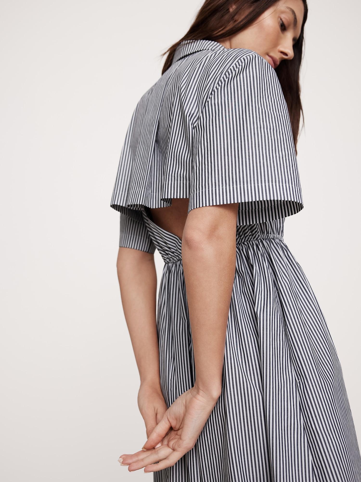 Cotton Poplin Open-Back Shirt Dress Product Image