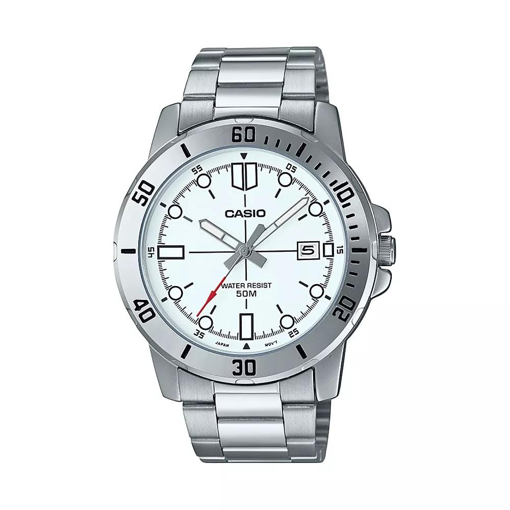 Casio Men's Stainless Steel Diver Analog Bracelet Watch, Size: Large, White Product Image