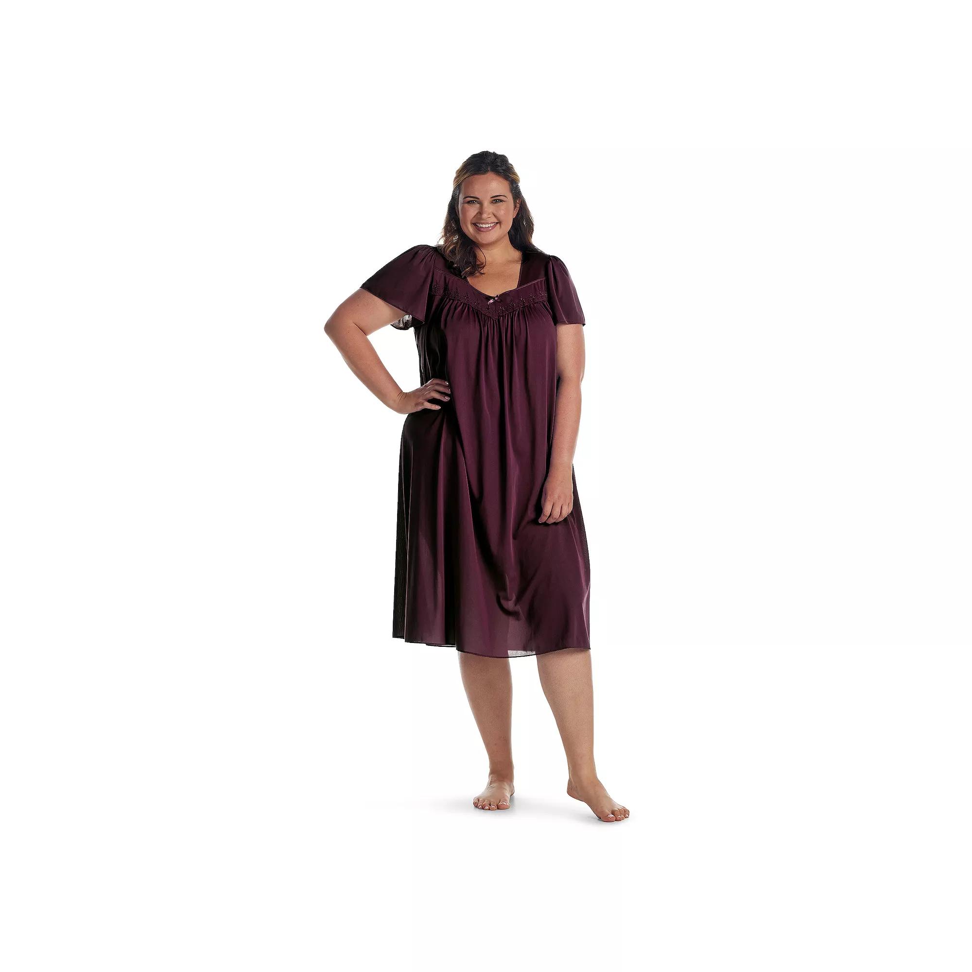 Plus Size Miss Elaine Essentials Long Tricot Nightgown, Womens Product Image